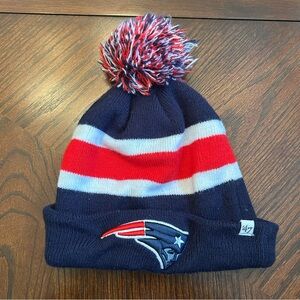 New England Patriots Cuffed Knit Hat with Pom Navy, Red, White Unisex